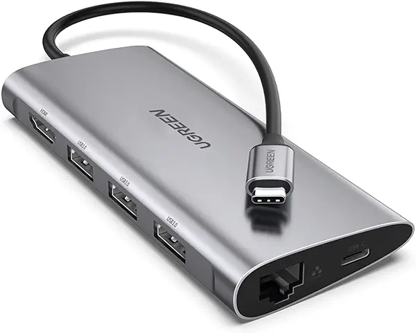 سعر ومواصفات موزع شحن USB نوع سي 8 في 1 متعددة المنافذ من يوجرين الى HDMI 4K وجيجابت ايثرنت وقارئ بطاقات اس دي تي اف و3 منافذ USB 3.0 ومنفذ شحن سريع لجهاز ماك بوك برو (50538)، رمادي (B07B95HMN3) على Amazon EG