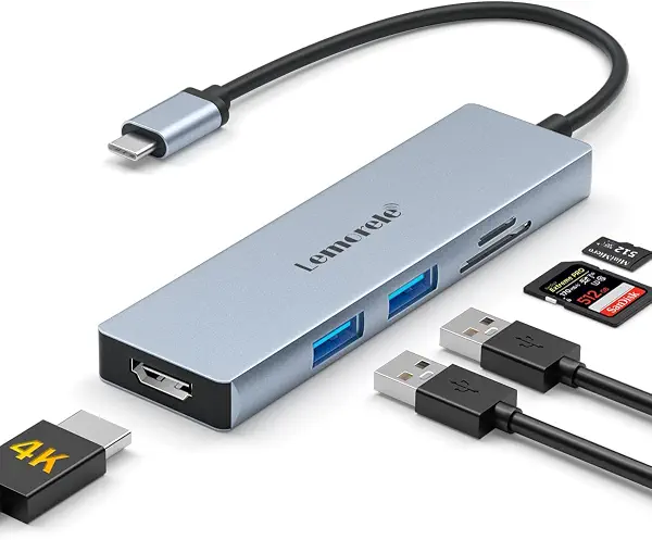 سعر ومواصفات موزع USB نوع سي، قاعدة شحن USB نوع سي متعددة المنافذ 5 في 1 مع HDMI 4K و2 منفذ USB 2.0 وقارئ بطاقات SD/TF لستيم ديك/سويتش وماك بوك برو/اير وكروم بوك والتابلت بمنفذ نوع سي وغيره من ليمورل (B08DFFCXW9) على Amazon EG