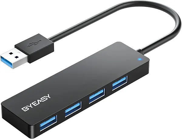 سعر ومواصفات موزع بيانات USB، موزع USB 3.0 بـ4 منافذ ومحمول فائق النحافة متوافق مع اي ماك برو، ماك بوك اير، ماك ميني/برو، سيرفس برو، نوت بوك، لاب توب، ذاكرة فلاش USB، قرص صلب محمول من بي واي ايزي (جلد اسود) (B07FH7XJCD) على Amazon EG