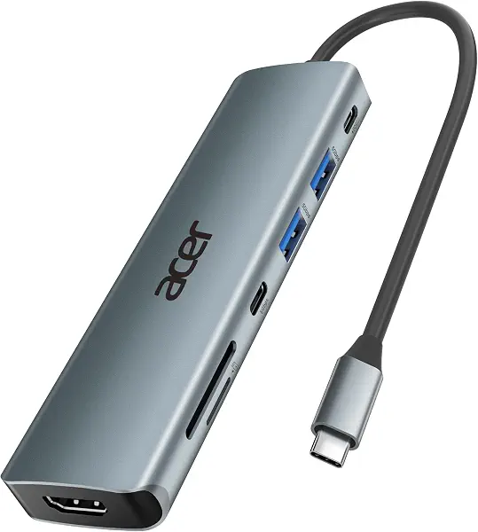 سعر ومواصفات موزع 7 في 1 USB نوع سي إلى HDMI، من 2 منفذ USB 3.1 جيل أول ومنفذ بيانات 5Gbps نوع سي، ومنفذ HDMI 4K، ومنفذ توصيل طاقة لشحن 100 وات، وقارئ بطاقات SD لاي باد برو وماك بوك برو ولابتوب ايسر وغيره من ايسر (B0CF224WX9) على Amazon EG