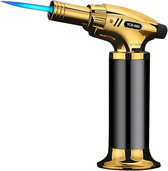 سعر ومواصفات موقد نفّاخ احترافي للمطبخ والطهي مع قفل شعلة وحجم شعلة قابل للتعديل، ولاعة قابلة لإعادة التعبئة بغاز البيوتان للطعام واللحوم والشواء والكراميل والخَبز من يكاب (ذهبي) (B0DV5HPHFF) على Amazon EG