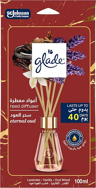 سعر ومواصفات ناشر العطور من غليد بسعة 100 مل، خالٍ من اللهب و مُشبّع بالزيوت الأساسية يدوم 40 يوم، أحمر (B0GQXT4JTW) على Amazon EG