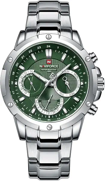سعر ومواصفات نافي فورس Naviforce 9196S Men's Watch with Stainless Steel Strap, S/S/Green (B0FN4WRQ5F) على Amazon EG