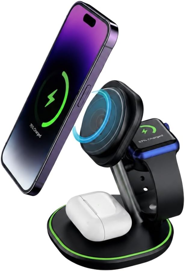 سعر ومواصفات ناين حامل شاحن لاسلكي مغناطيسي سريع 3 في 1 بقدرة 15 واط (B0HDZ7PC4L) على Amazon EG