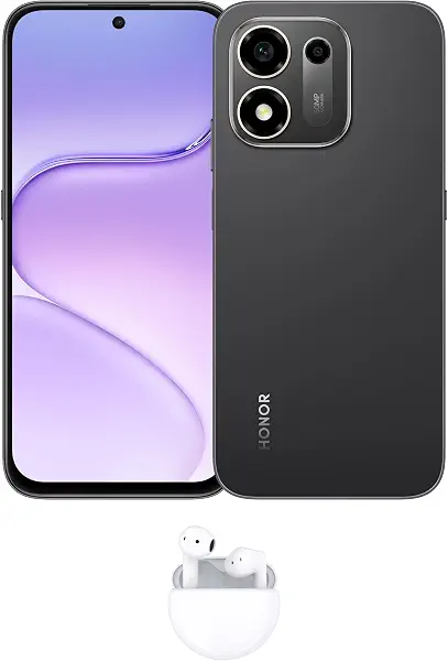 سعر ومواصفات هاتف HONOR X7e Plus 5G، 6+128 جيجا، بطارية 8100 مللي أمبير، Snapdragon 4 Gen 4، شاشة 6.87 بوصة 120 هرتز، كاميرا 50 ميجابكسل AI، IP69K، ميتيور سيلفر+سماعات x7e | ضمان سنة، شامل الضرائب - Black (B0HC4C76L1) على Amazon EG