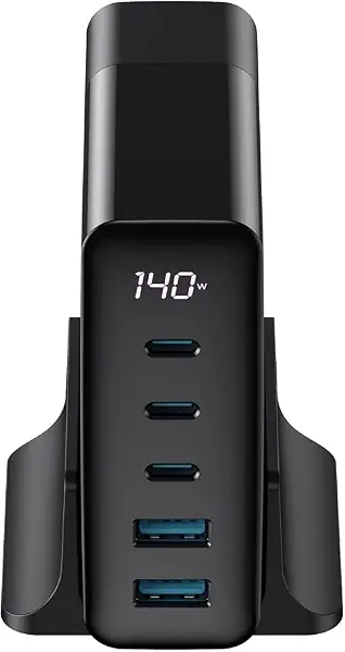 سعر ومواصفات هافيت UCLE004 EU شاحن سريع جان 140 واط 5 منافذ USB C USB A PD PPS مع شاشة LED كابل 1 متر حماية من ارتفاع درجة الحرارة لماك بوك ايفون سامسونج جالاكسي ايباد لاب توب (B0HG7MC48Q) على Amazon EG