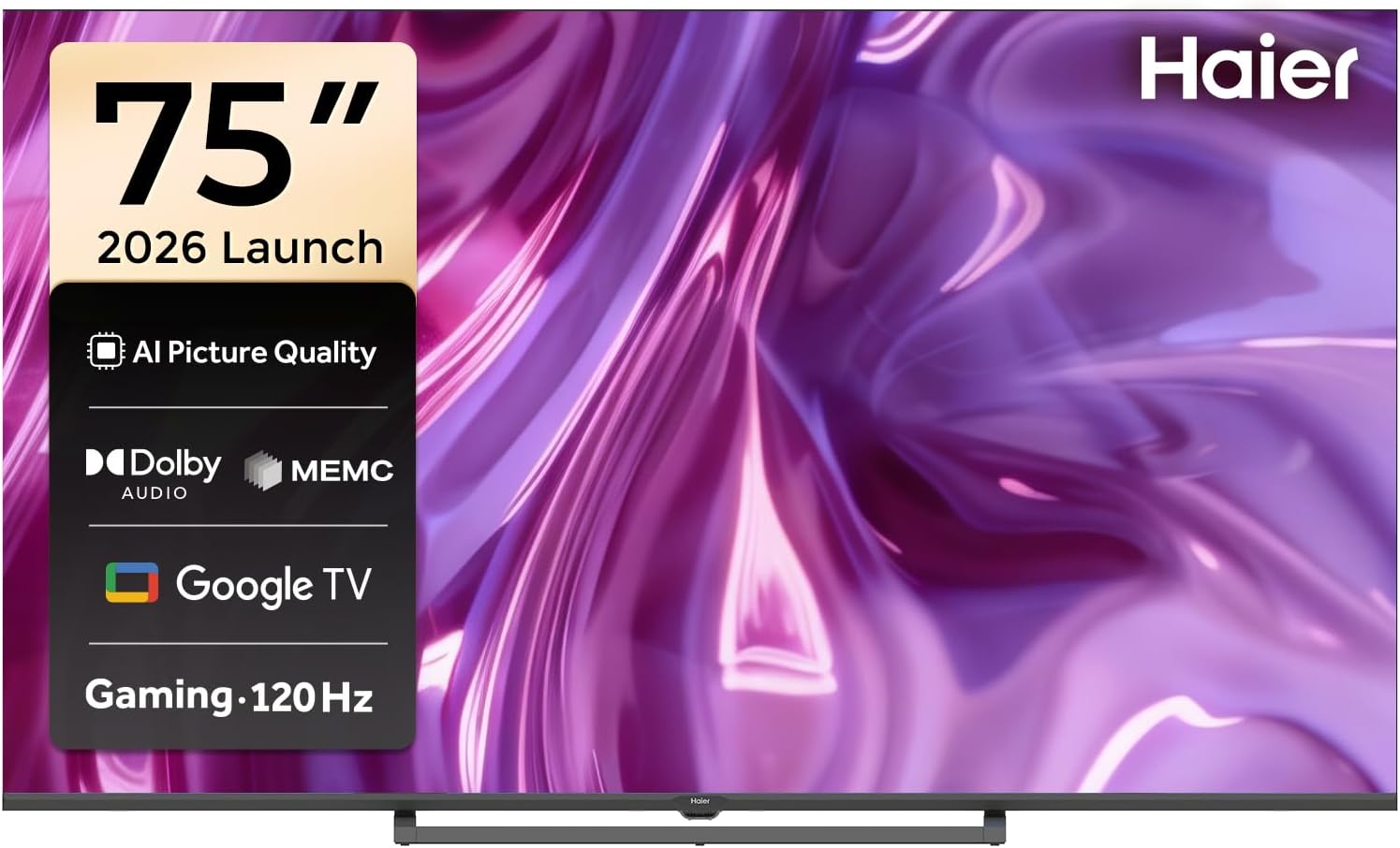 سعر ومواصفات شاشة تلفزيون ذكية جوجل 75 بوصة 4K الترا HD نقاط كمومية تحديث 60Hz تقنية MEMC فك تشفير صوت دولبي ديجيتال مؤثرات صوتي dbx-tv، وضع ألعاب ALLM واي فاي 5 وبلوتوث 5.1 نتفليكس ويوتيوب مصر H75S80FUX من هاير (B0H68SMG7K) على Amazon EG