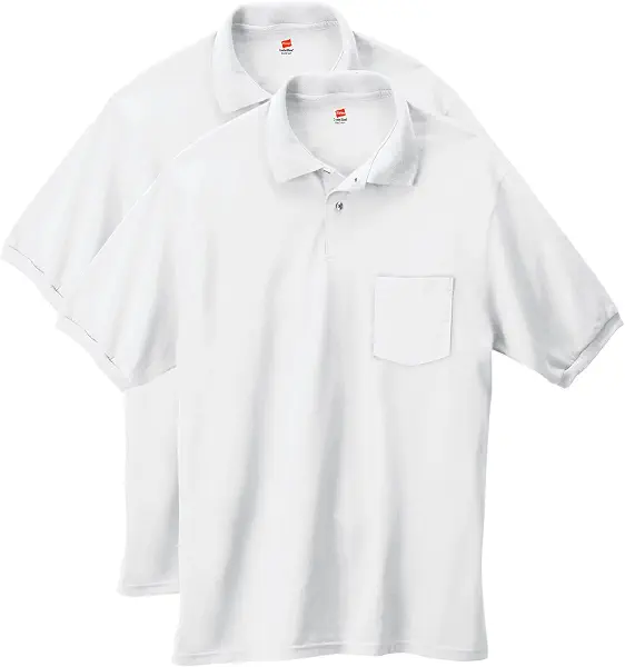 سعر ومواصفات هنس قميص بولو قصير الأكمام من Hanes للرجال (عبوة من 2)، أبيض، S, أبيض, S (B00KBZUAKY) على Amazon EG