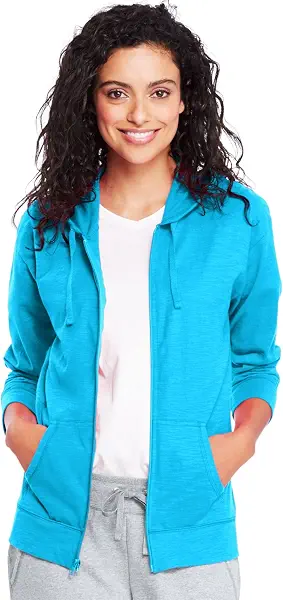سعر ومواصفات هنس قميص نسائي Hanes Jersey بسحاب كامل لون أزرق العملي، مقاس XXL (B016YKJE1K) على Amazon EG