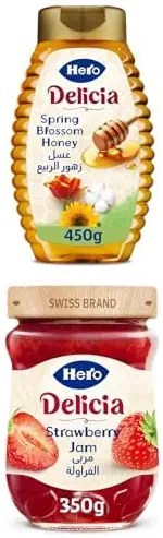 سعر ومواصفات هيرو عسل زهرة الربيع من ديليسيا قابل للضغط 450 جرام + عبوة مربى الفراولة 350 غرام (عرض 25%) (B0H6GRJ14B) على Amazon EG