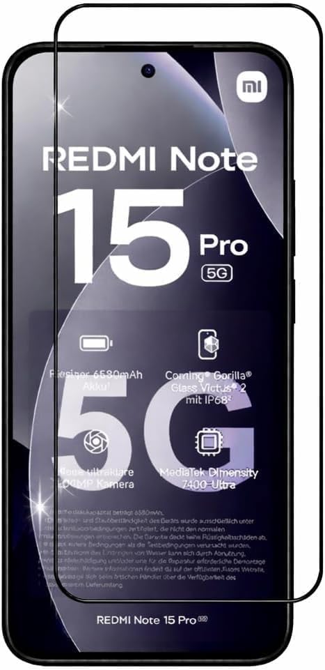 سعر ومواصفات واقي شاشة زجاج مقوى لهاتف Redmi Note 15 Pro 5G، بدرجة صلابة 9H، مقاوم للخدش والغبار، مضاد للبصمات والفقاعات وسهلة التركيب (تدعم فتح القفل ببصمة الاصبع) (B0HDS2459S) على Amazon EG