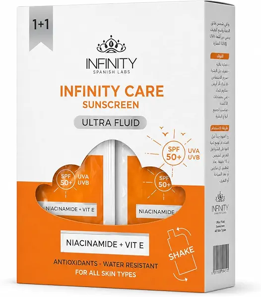 سعر ومواصفات واقي شمس Infinity Care Ultra Fluid بمعامل حماية 50+ (1+1) (B0114E6TQY) على Amazon EG