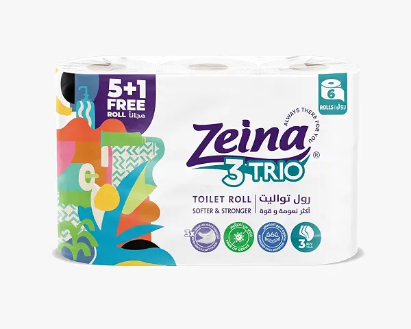 سعر ومواصفات ورق تواليت تريو من زينة- 6 بكرات (B08WJMD37W) على Amazon EG