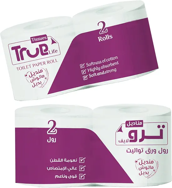 سعر ومواصفات ورق تواليت، مناديل حمام من ترو لايف، بكرتان (B0DLTK7RMB) على Amazon EG