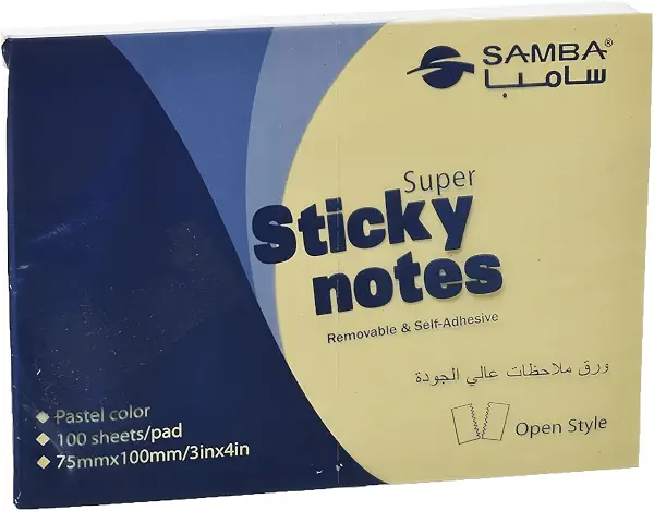 سعر ومواصفات ورق ملاحظات لاصق من سامبا 75 × 100 مم 100 ورقه اصفر موديل A 04 a (B0FN3KC3YD) على Amazon EG