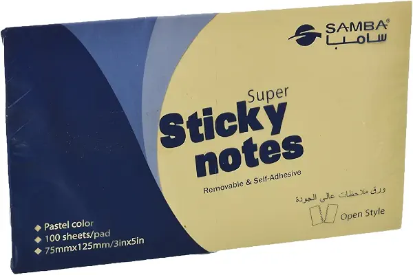 سعر ومواصفات ورق ملاحظات لاصق من سامبا 75 × 125 مم 100 ورقه اصفر موديل A 05a (B0FN3NYRS5) على Amazon EG
