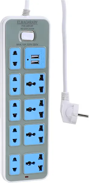 سعر ومواصفات وصلة كهرباء - 2500 واط 10 امبير/240 فولت، منافذ USB مزدوجة 5 فولت 2.1 امبير (B091J5X4TH) على Amazon EG