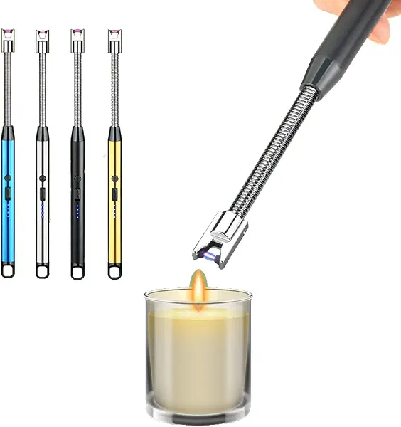 سعر ومواصفات ولاعة شموع قابلة للشحن بمنفذ USB مقاومة للرياح بدون لهب بشاشة ليد للبطارية ومفتاح أمان بتصميم قابل للدوران 360 درجة للعلاج العطري والشموع والشواء والتخييم - (لون أزرق وأسود وذهبي وفضي) - 4 قطع (B0BNVKXQ4D) على Amazon EG