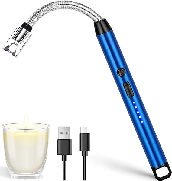 سعر ومواصفات ولاعة غاز كهربائية قابلة لاعادة الشحن بمنفذ USB من كراستس للمطبخ وغرفة بوجا والشموع والشواء متعددة الأغراض - مرنة 360 درجة ومقاومة للرياح (أزرق) (B0B7DKJD4G) على Amazon EG