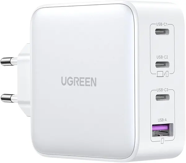 سعر ومواصفات شاحن حائط سريع جان تيك بقوة 100 واط USB-نوع ايه + 3×USB-نوع سي أبيض (مقبس أوروبي) من يوجرين (B0C5VVKMH7) على Amazon EG