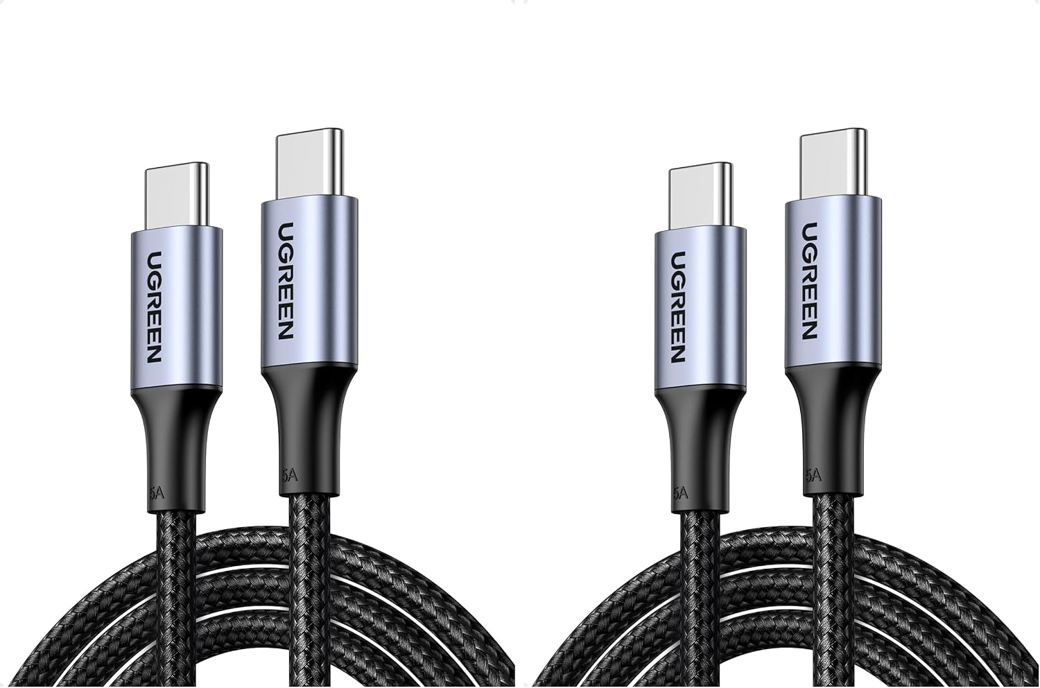 سعر ومواصفات يوجرين كابل شحن سريع USB-C الى USB-C PD 5 امبير بحد اقصى 1 متر لون اسود (عبوة من قطعتين) (B0HGJYLVNQ) على Amazon EG